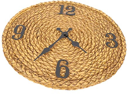 Garneck Nachahmung Rattan Gewebt Wanduhr Vintage Outdoor Garten Wanduhr Decor Nicht Tickende Quarzwerk Uhr Für Innenbereich Wohnzimmer Küche Bad Büro