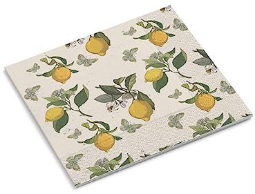 Servietten | bedruckt | Zitronen | Schmetterlinge | 330 x 330 mm | Blumen | Fest | Tischdeko | Serviettentechnik | Papierservietten | Menge wählbar (240 Stück)