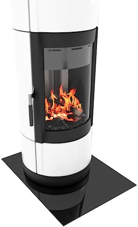 BIJON Glasplatte Schwarz Rechteck für Kaminofen mit Dichtlippe, Glasbodenplatte - Funkenschutzplatte Glas mit polierter Kante, Kaminglas Bodenplatte, Stärke 6mm 60x90 cm oder 90x60 cm