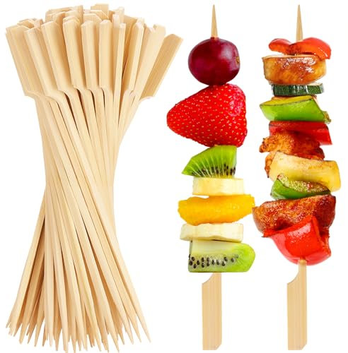 FATLODA 17,8 cm Cocktailspieße aus Bambus für Vorspeisen, 200 Stück Paddel-Holzspieße, ausgefallene flache Zahnstocher für Vorspeisen, Party, Sandwich, Obst, Charcuterie