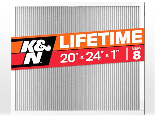 K&N 20X24X1 HVAC Furnace Air Filter, Lasts a Lifetime, Washable, Merv 8, the Last HVAC Filter You Will Ever Buy, Breathe Safely at Home or in the Office, HVC-8-12024