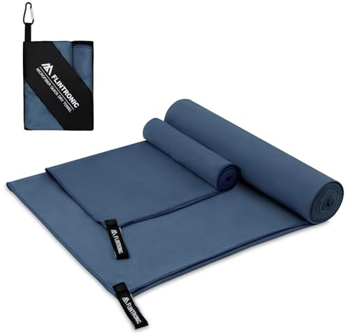 flintronic Serviette Microfibre Lot de 2, Serviette Sport Musculation, Séchage Rapide et Absorbante, pour Voyage Plage Gym Tennis(180 x 60CM+80 x 40CM)