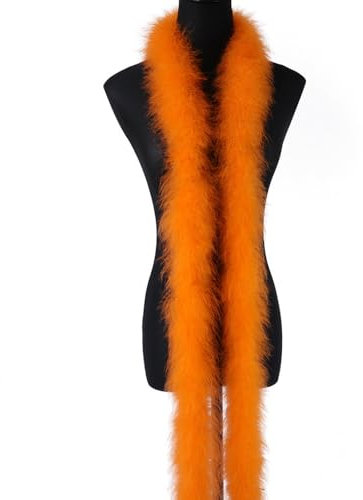 2m 8cm Federboa Truthahnfedern Boa,Flauschige Plüsch-Feder Boa Federstola Federschal Federgirlande für Weihnachtsbaum Hochzeit Basteln Burlesque Karneval Party 20er Jahre Kostüm Deko,ca. 20g Orange