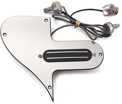 TOYANDONA Silver 3-layer Mandolin Pickguard Loaded with Prewired Single Coil Pickups Assembly Set Including Volume and Tone Control Knobs Compatible with Acoustic and Electric Mandolin
