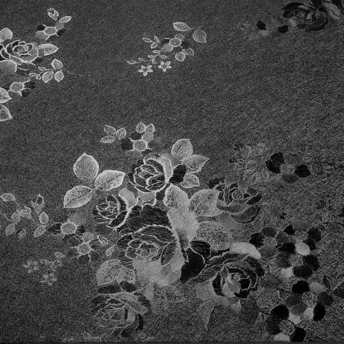 VEELIKE Klebefolie Schwarz Matt Tapete Rose Strukturiert Blumentapete Vintage Möbelfolie Muster Tapeten Blumen Geprägt Wand Dekoration Selbstklebende Folie Möbel Schlafzimmer Abnehmbar 40cm×300cm