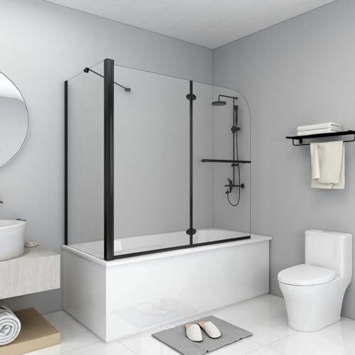ARKEM Cabine de Douche Pliante ESG 120x68x130 cm Noir,Cabine De Douche Complete,Cabines Et Parois De Douche