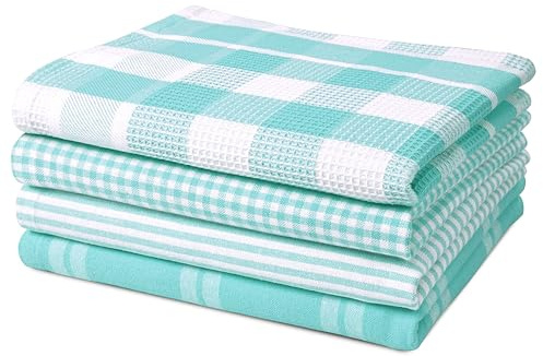 LANE LINEN Strofinacci da cucina in 100% cotone, ultra morbidi, assorbenti, ad asciugatura rapida, set di strofinacci da cucina, 33 x 71 cm, confezione da 8 pezzi, colore: verde acqua