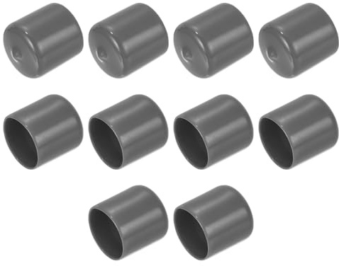 sourcing map 10pcs Rubber End Caps 25mm(1) ID Vinyl Round End Cap Cover Screw Thread Protectors Dark Grey