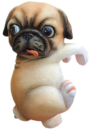 Baoblaze Dog Garden Statue Planter Hanging Pendant Ornament Flowerpot Decor Cute Animal Sculpture for Yard Terrarium Courtyard Balcony, Pug