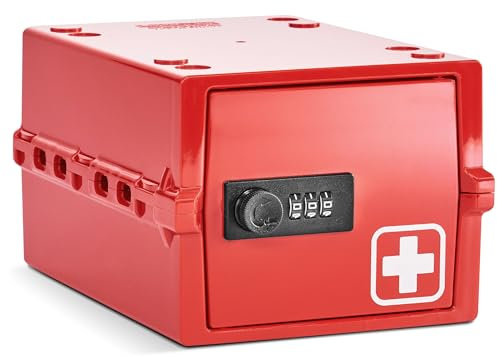 Lockabox Mini™ | Small Medicine Lock Box with Combination Lock (3L) | Mini Medical Lock Box For Tablets, Creams & Medical Pens | Discrete & Hygienic (Medi Red)