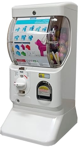Kenisy Japan Style Capsule Vending Machine for Retail Stores, Mall Gumball Prize Machine for 1.97''-2.56'' Capsules, Party Coin Operated Small Gashapon Toys Bank (50pcs Token Included) (White)