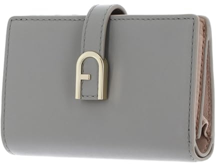 Furla Leder Geldbörse Flow Compact Wallet Cenere hellgrau