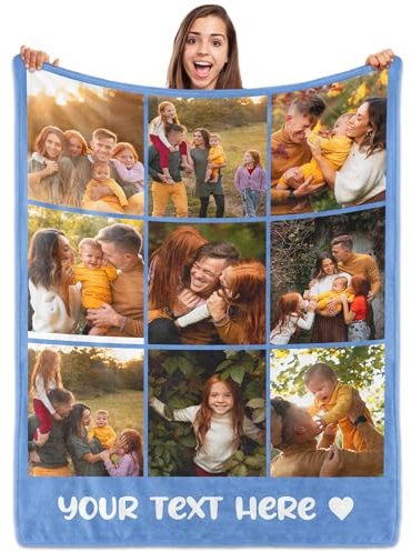 ROHBVMN Personalisierte Decke mit Foto- und Textdruck,Decke personalisiert babydecke, kuscheldecke personalisiert für Freundin, Freund,Ehemann, HD-Druck Foto-Decke fotodecke selbst gestalten