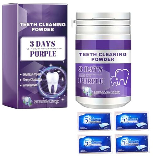 Thoquene Lila Zahnreparatur mit 4 Stück Whitening Streifen Set, Mineral Zahnpulver(50g)