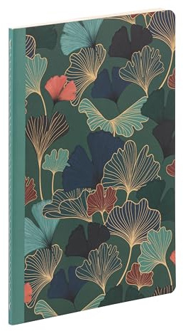 Clairefontaine - 116243C - Un Carnet Cousu Décor Feuilles de Ginkgo/Végétal Bleu profond A5 14,8x21 cm, 96 Pages Lignées, Papier Ivoire 90g Collection Gaïa bleu, 3 visuels, livr. aléatoire