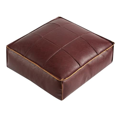 Quadratisches Bodenkissen im marokkanischen Stil, ungefüllt, zum Lesen und Aufbewahren, Retro-Kunstleder, Fußstütze, wasserdichter Fuß mit violettem Bezug, Einzelbezug im Lieferumfang enthalten