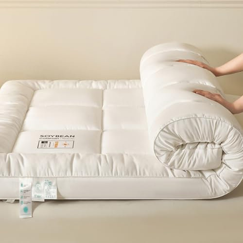LIANTIAN Ergonomische Rollmatratze für große Betten, Faltbare, tragbare Schlafmatte für Gäste, Reisen und zur Verwendung auf dem Boden(White,180 * 200cm)