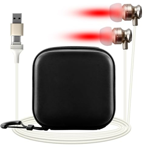 GUOMIS Tinnitus Infrared Earplugs, Tinnitus Headphones, Tinniplug for Nose Ears, Infrared Therapy, 650 nm Red Light Headphones for Noise Cancellation and Sleep Aid (01)