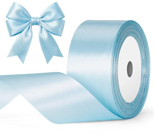 G2PLUS Babyblau Satinband 40mm: Dekoration Geschenkband, 22m Schleifenband zum Bastel, Dekoband für Geschenkverpackung, Dekoration