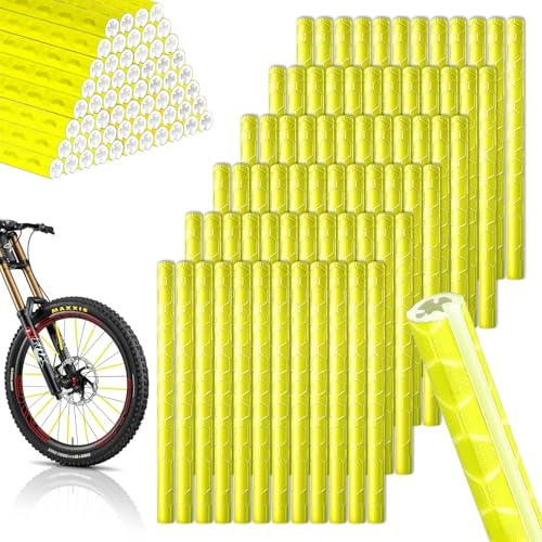 VIVIIHOO Speichenreflektoren Fahrrad-Set mit 72 Reflektoren für 360° Sichtbarkeit |Leichte Montage | Wasserdicht | für alle gängigen Speichenräder | Fahrradzubehör für Kinder und Erwachsene. (Yellow)