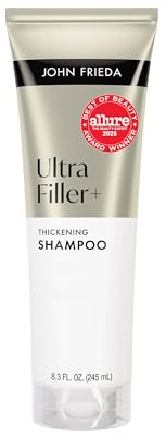 John Frieda ULTRAfiller+ Thickening Shampoo, Strengthening Shampoo for Damaged or Thin Hair, Infused with Biotin and Hyaluronic Acid to Strengthen Hair for Thicker Fuller Results, 8.3 Fl Oz