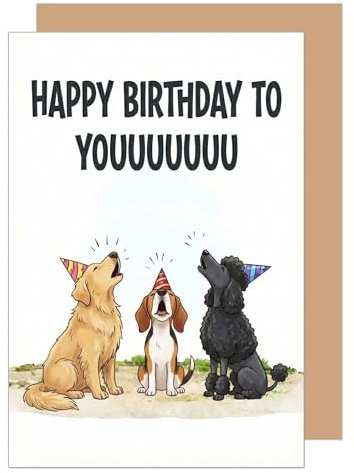 Biglietto d'auguri Premium di Compleanno Edition Seidel con Busta, Biglietto che Dice English Dogs Vibe Party Singing Humour per Uomo Donna Amante degli Animali (G3898 SW026)