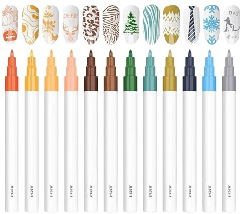Pennarelli Per Unghie Set da 12 Colori Penne a Puntina per Decorare Unghie | Precise Penne Pennarelli per Disegnare su Unghie Per Donne, Ideali Per Casa, Festa, Matrimonio Formale, Viaggio,