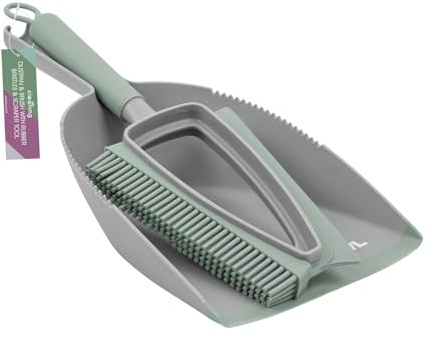JVL Rubber Dustpan and Brush – Handheld Floor Sweeper, Grey