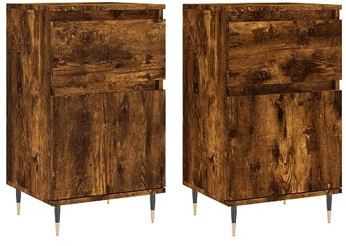 PUGYNBK Set di 2 credenze per affumicatura, 40 x 35 x 70 cm, in legno con gambe in ferro, comò con molto spazio e ripiano stabile per la decorazione