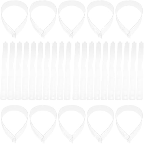 CAXUSD Tiras para Cuello de Camisa de Plástico Transparente Pvc 47x3.5 Cm, 60 Unidades, Soportes Ajustables para Cuellos de Blusa, Sistema de Elevación para Camisas, Accesorios para Ropa