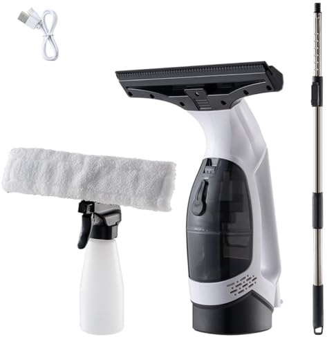 Cordless Window Vacuum Squeegee Cleaner with 101cm Extension Pole, 2000Pa Handheld Tool, 2000mAh Battery, 150ml Tank, Ideal for Glass, Tiles, Mirrors, and Cars
