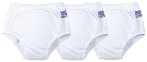 Bambino Mio, Träningsunderbyxor, förpackning med 3, återanvändbara potträningsbyxor för pojkar och flickor - vit, 3-4 år