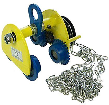 KATSU Heavy Duty 2 T Overhead Geared Beam Trolley Hoist Lifing Tackle With Chain 181972
