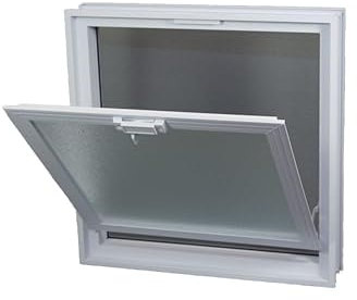 Fuchs Design Fenêtre d'aération (384x384x80 mm) Blanc au lieu de 4 briques de verre au format 19x19x8 cm - avec moustiquaire