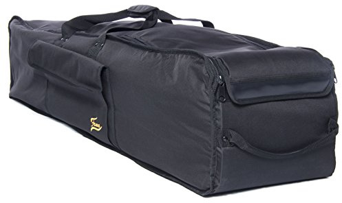 Fame Hardware Bag Trolley, 108x30x28 cm, Robuste Gepolsterte Drum Hardware Tasche, Nylon, Reißfest, Wasserabweisend, mit Rollen, Extra Verstärktem Boden, Schwarz