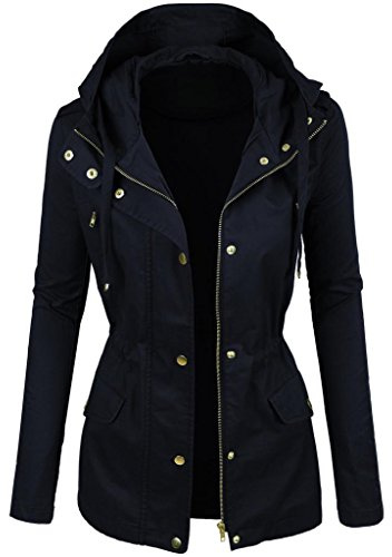 Prime Ladies Parka Jacket Women Summer Light Weight Cotton Casual Trench Coat PK-02 (2NAVY, 8 / Small)