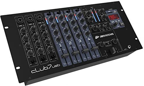 JB Systems CLUB7-USB 7-Kanal Mischpult mit integriertem Mediaplayer für USB-Stick oder SD-Karte
