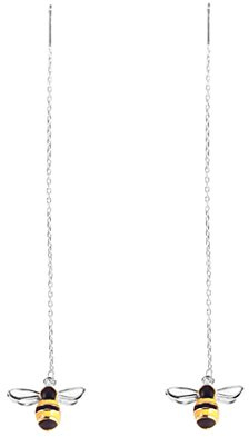 SLUYNZ Boucles d'oreilles pendantes en argent sterling 925 massif en forme d'abeille pour femmes, adolescentes, filles, boucles d'oreilles pendantes avec chaîne à pompons, Argent sterling