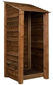 Arbor Garden Solutions wooden log store 6ft, firewood storage (W-79cm, H-180cm, D-88cm), brown finish (Without kindling shelf)