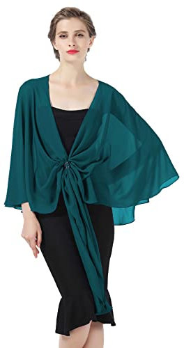 BEAUTELICATE Damen Chiffon Schal Stola Elegante Bolero Leichter Sommerjacke Braut Schal für Brautkleid Hochzeit Abendkleid Festlich (Teal Green, Einheitsgröße)
