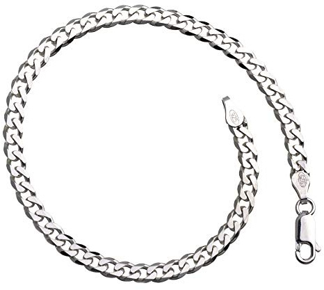 Silberketten Store Panzerkette Armband - Breite 4mm - 925 Silber, Länge wählbar von 16cm-25cm