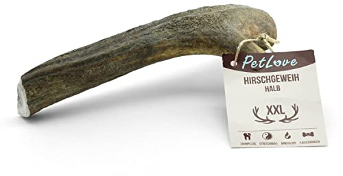 PetLove Hirschgeweih für Hunde, halb, Geweihsnack XXL 161-200g | Natürliches halbes Hirschgeweih für Hunde, langlebiger Geweihsnack, Kausnack, splitterarm, ohne Zusätze