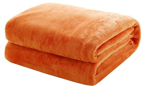 Mixibaby Kuscheldecke Flauschige extra weich & warm Wohndecke Flanell Fleecedecke, Falten beständig/Anti-verfärben als Sofadecke oder Bettüberwurf, Größe:150 cm x 200 cm, Farbe:Orange