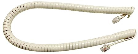 The VoIP Lounge 12 Foot Handset Receiver Curly Cord for Landline Phone Light Ivory Color