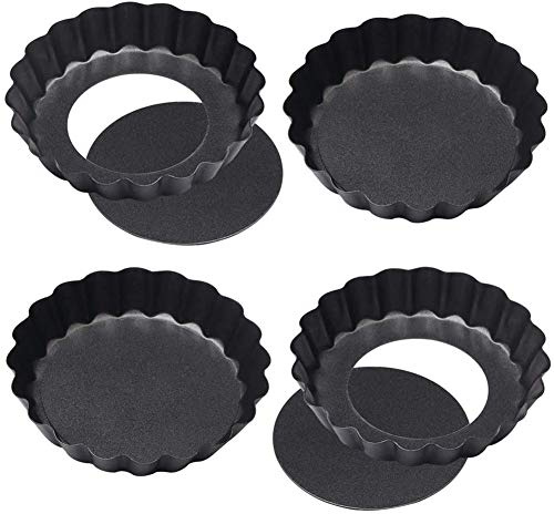 Tarteform Quicheform, NALCY Tartelette Förmchen,Antihaft-Quiche-Tortenform,Tarteform Klein, Quiche-Pfannen mit losem Boden, 4er-Pack 5-Zoll-Tortenform/Dose