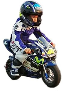 BI ESSE - Tuta da MINIMOTO per bambino in pelle e tessuto professionale, completa di protezioni CE (Blu/Bianco, XS (7 anni))