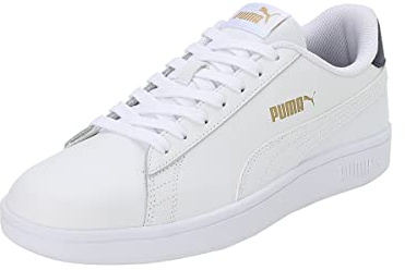 PUMA Unisex Smash V2 L Baskets, Puma White Puma White Peacoat Puma Team Gold, 36 EU