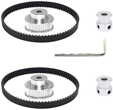 Befenybay 2Kit 2GT Synchronrad 20 & 36 Zähne 6,35 mm Bohrung Aluminium-Zahnscheibe mit 2 Stück Länge 200 mm Breite 6 mm Riemen (20-36T-6,35B-6)