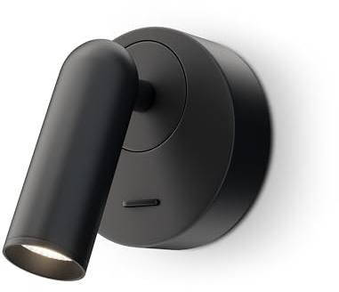 Moderner LED Wandspot Mirax, Schwarz, aus Aluminium, mit Schalter, Basic Design, Runde Basis, Verstellbar, Warmweiß licht, LED inklusiv 3000K, 3W für Schlafzimmer, Wohnzimmer, Esszimmer, Küche