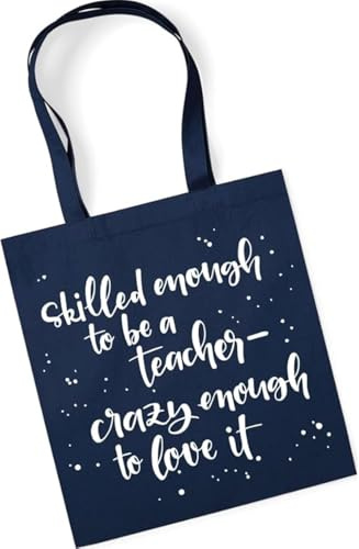 Jutebeutel bedruckt mit Spruch, Stoffbeutel bedruckt aus 100% Baumwolle - Tote Bag, Einkaufsbeutel, Einkaufstasche, Shopper und Baumwolltasche mit langen Henkeln, Skilled enough to be a teacher